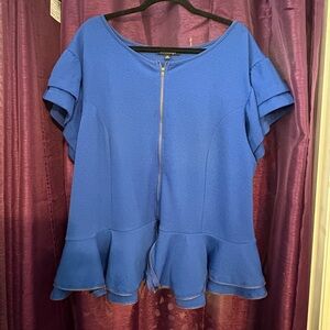 Blue Women's Peplum Top with Zipper size 3x